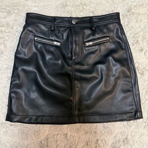 LOFT Black Faux Leather Mini Skirt